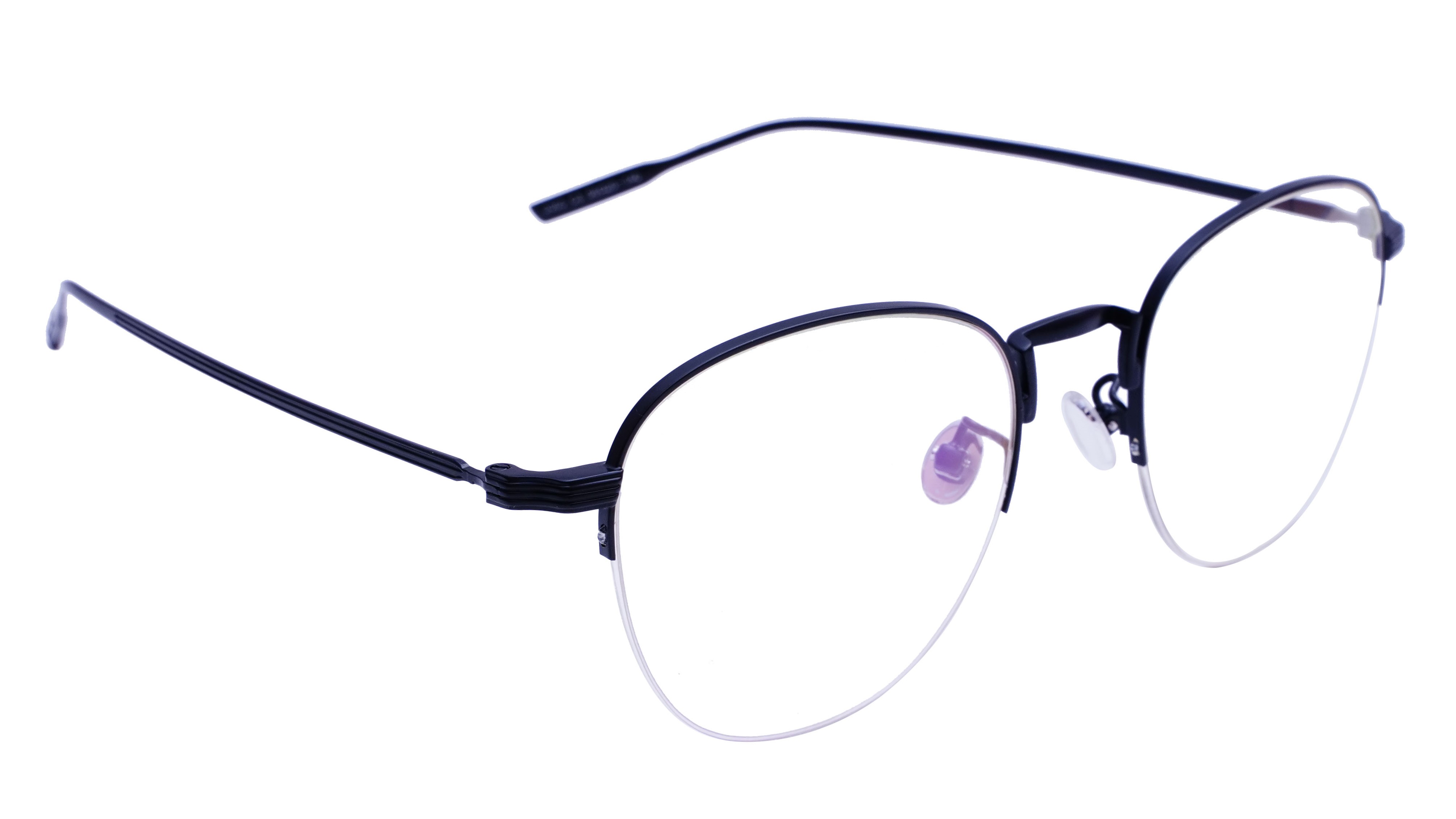 Unisex Half Rim Round Spectacle Frame. Matte Black Color Metal Frame.