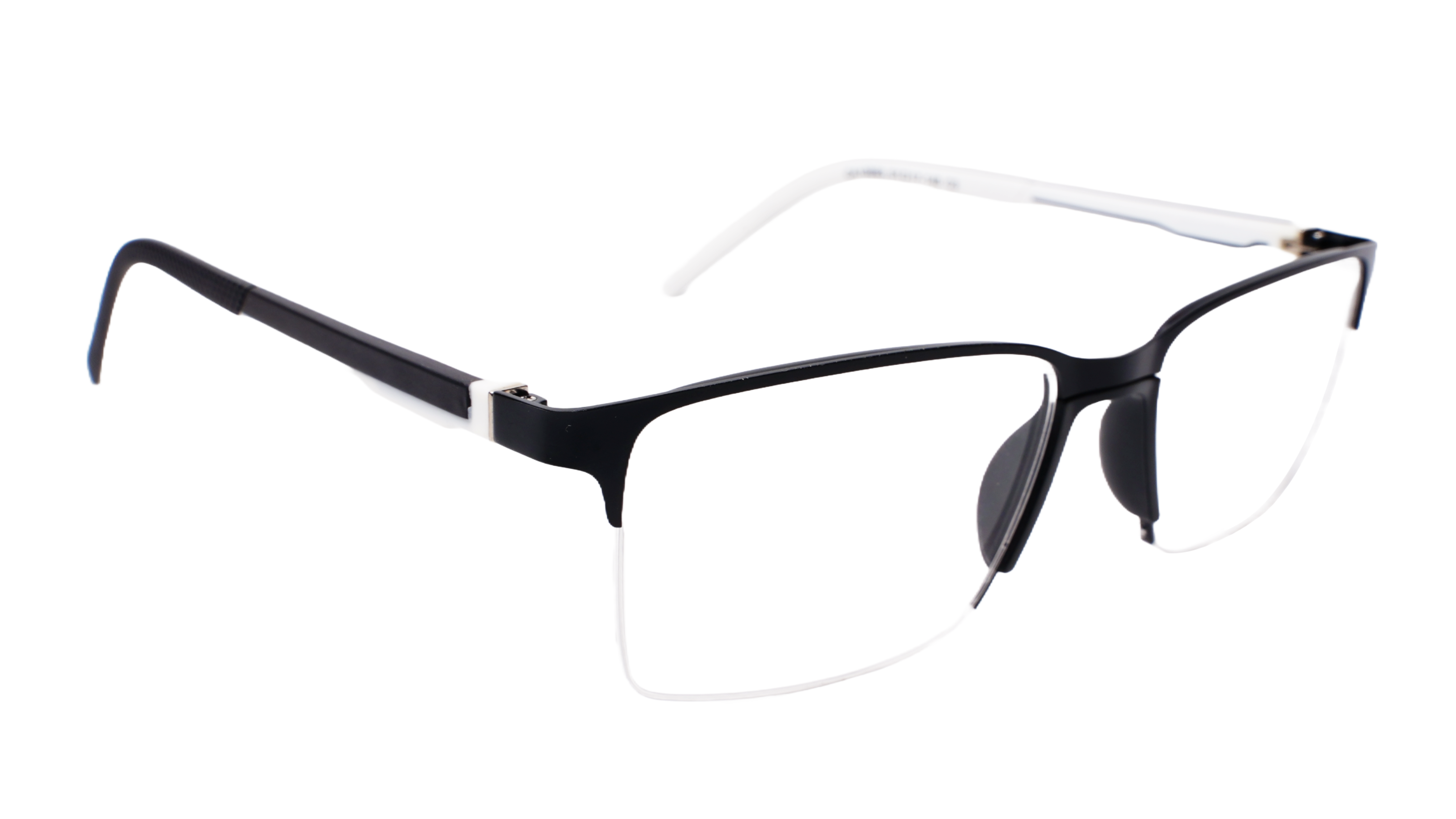 Soigné Unisex Half Rimmed Rectangular Spectacle Frame.Black&White-Large