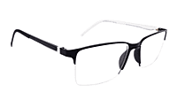 Soigné Unisex Half Rimmed Rectangular Spectacle Frame.Black&White-Large