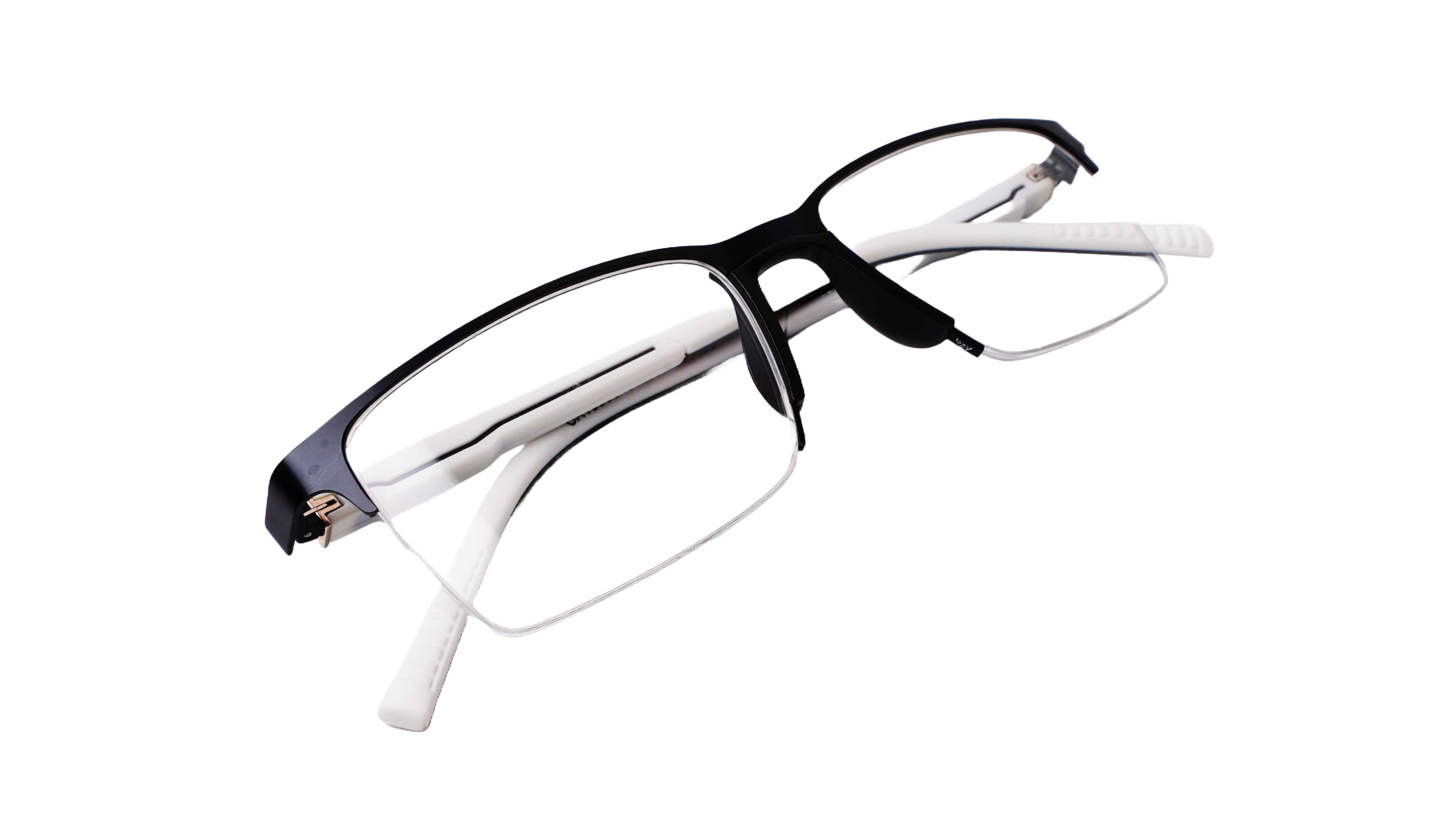 Soigné Unisex Half Rimmed Rectangular Spectacle Frame.Black&White-Large