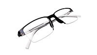 Soigné Unisex Half Rimmed Rectangular Spectacle Frame.Black&White-Large