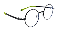Soigné Kids Small Round Spectacle Frame.Black&Green.(4-9)Yr-Unisex