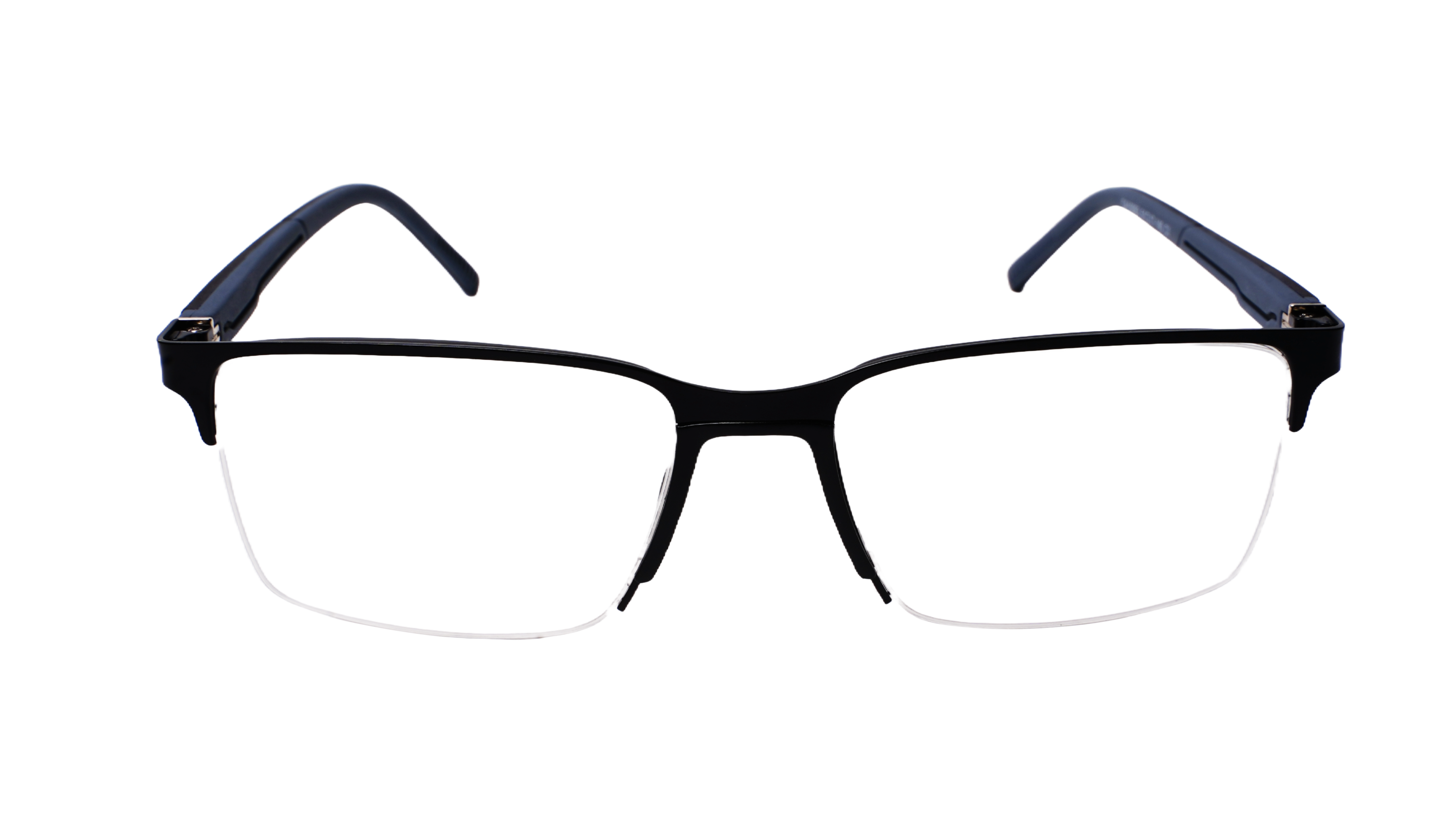 Soigné Unisex Half Rimmed Rectangular Spectacle Frame.Black&Gray-Large