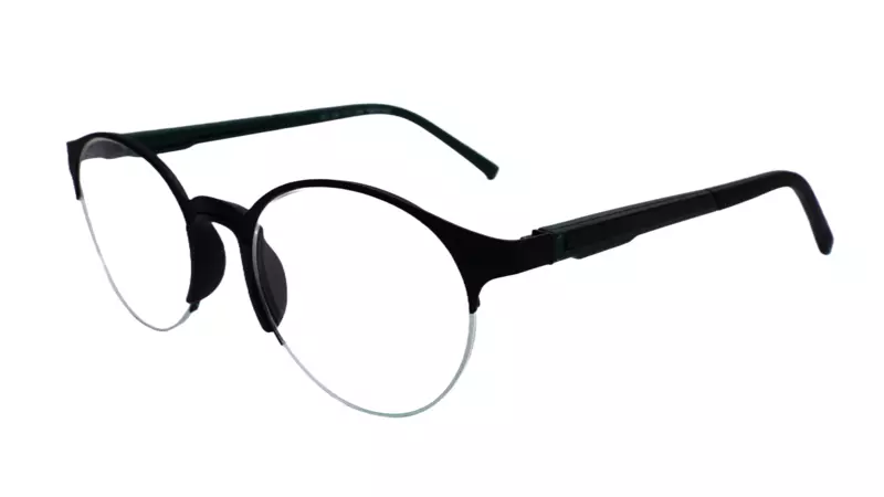 Soigné Unisex Black Half Rim Round Spectacle Frame-Medium