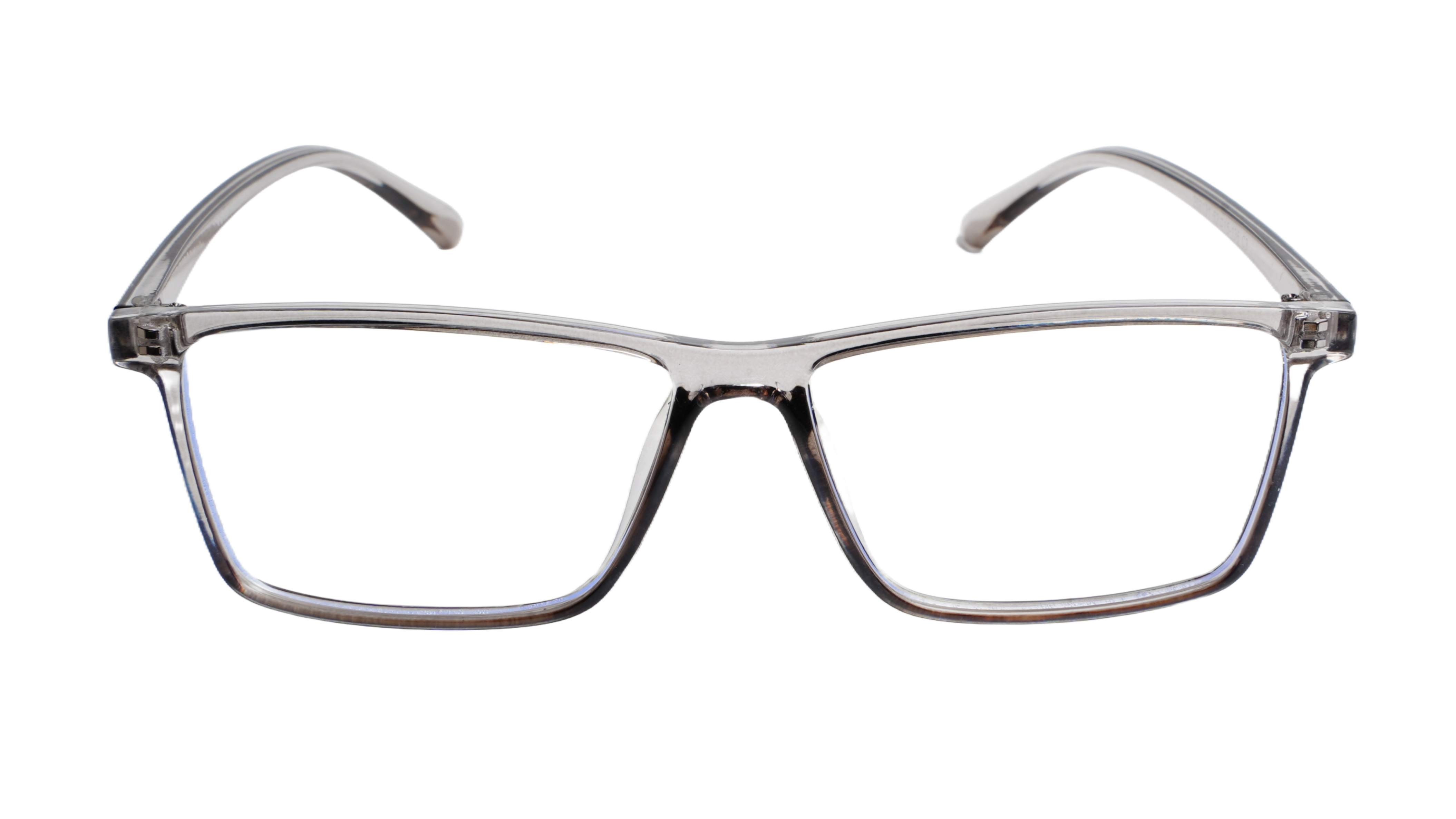 Soigné Unisex Rectangular Spectacle Frame.See Through Grey-Large