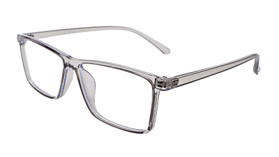 Soigné Unisex Rectangular Spectacle Frame.See Through Grey-Large