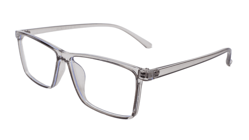 Soigné Unisex Rectangular Spectacle Frame.See Through Grey-Large