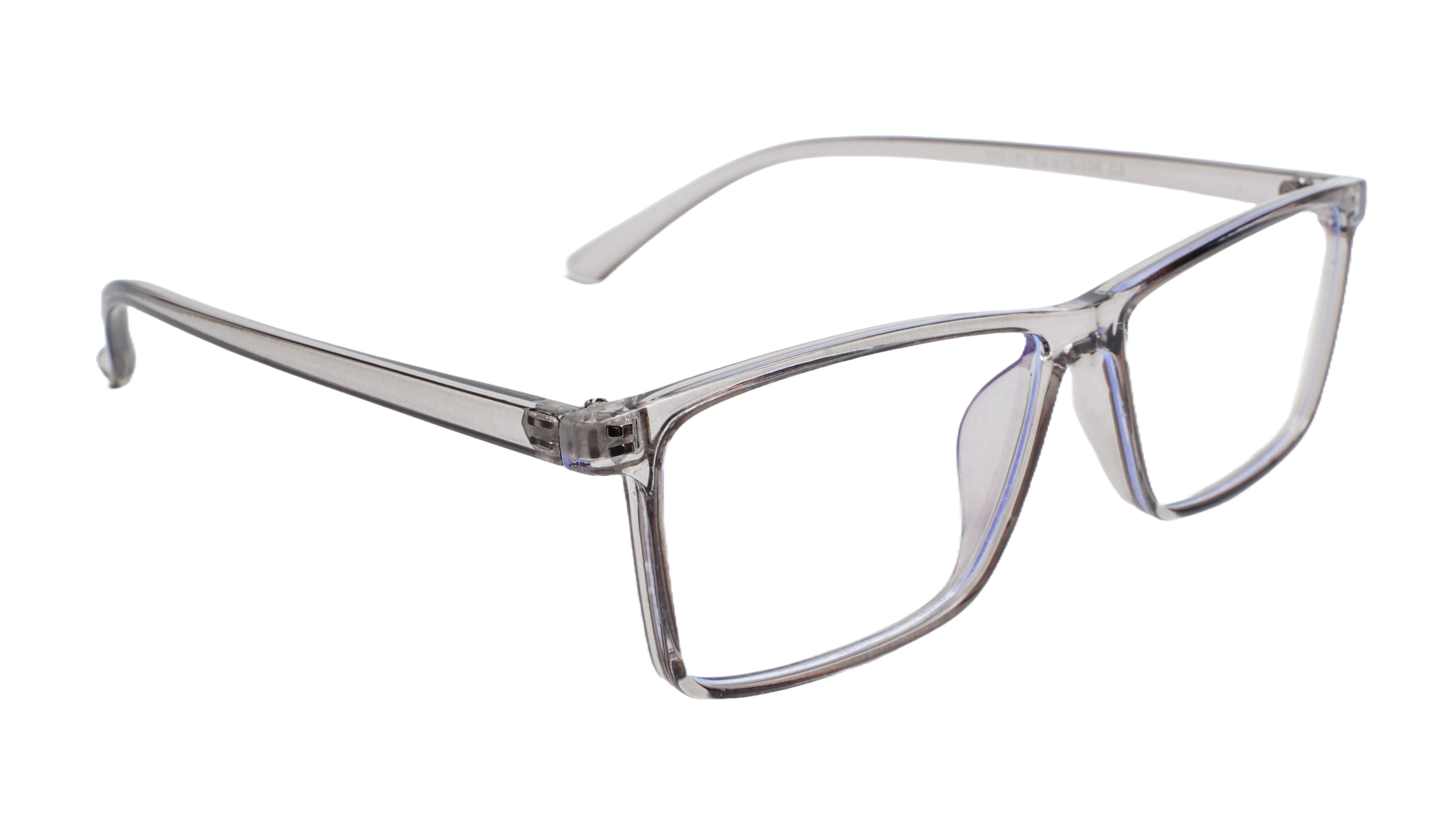 Soigné Unisex Rectangular Spectacle Frame.See Through Grey-Large