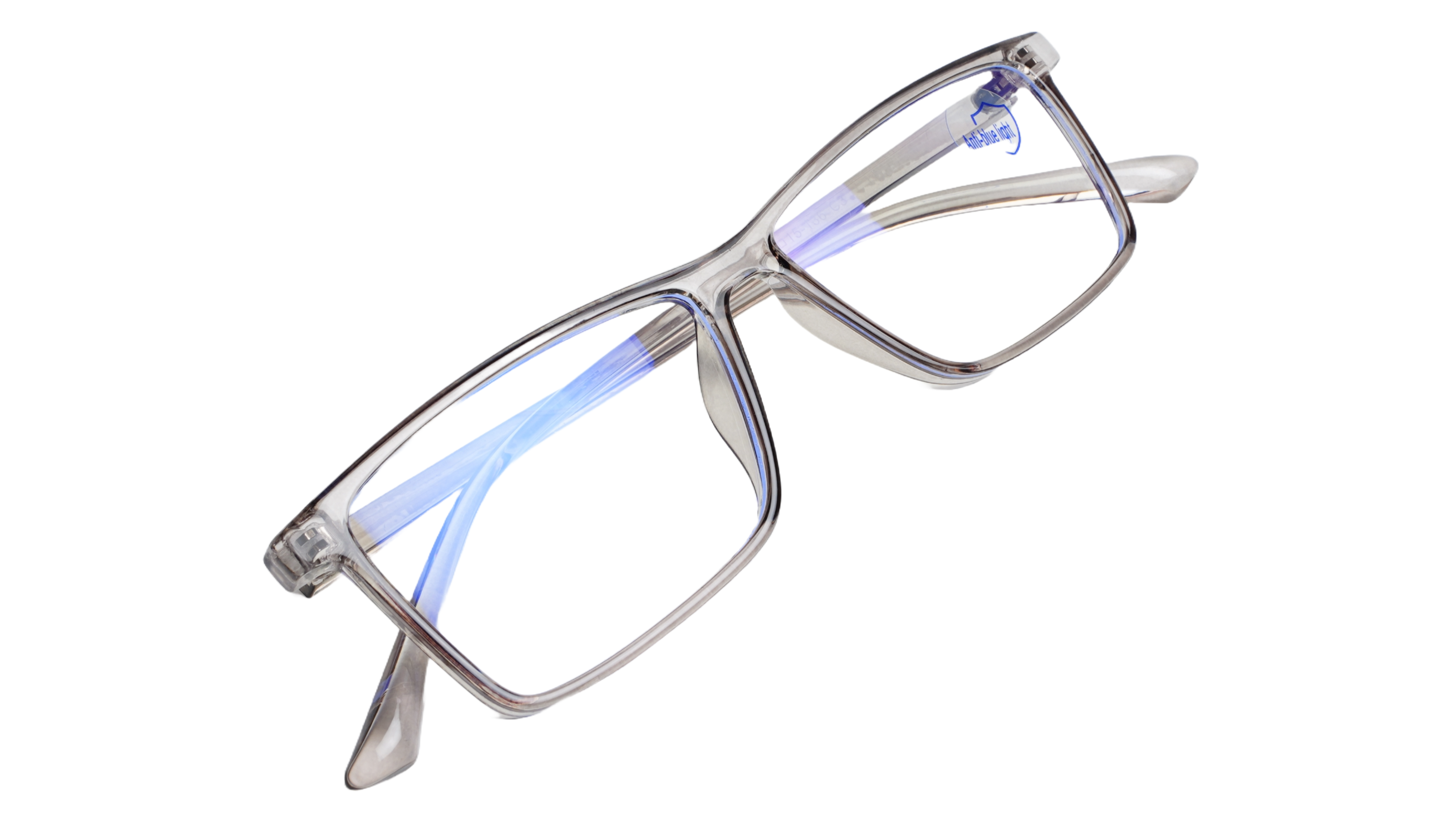 Soigné Unisex Rectangular Spectacle Frame.See Through Grey-Large