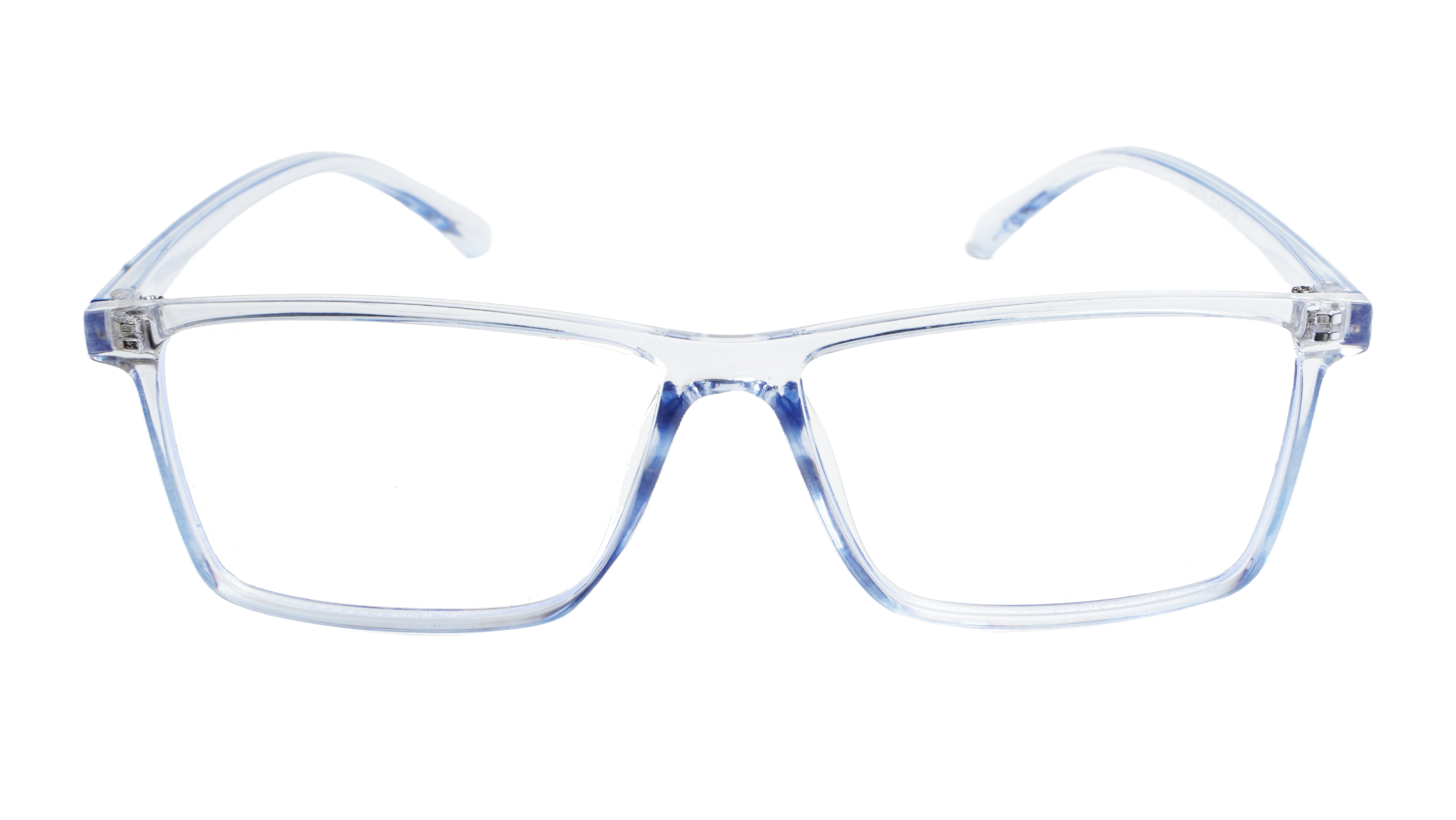 Soigné Unisex Rectangular Spectacle Frame.See Through Blue-Large