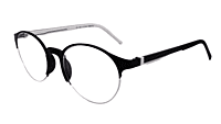 Soigné Unisex Black&White Half Rim Round Spectacle Frame-Medium Soigné Unisex Black&White Half Rim Round Spectacle Frame-Medium