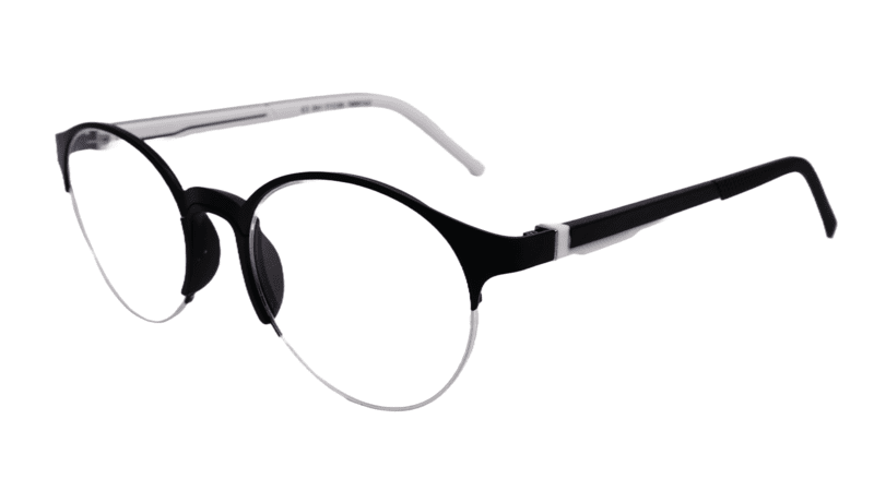 Soigné Unisex Black&White Half Rim Round Spectacle Frame-Medium Soigné Unisex Black&White Half Rim Round Spectacle Frame-Medium