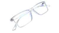 Soigné Unisex Rectangular Spectacle Frame.See Through Blue-Large