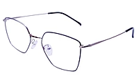 Unisex Pentagon Spectacle Frame. Silver & Black Color Frame. Transparent Color Lens