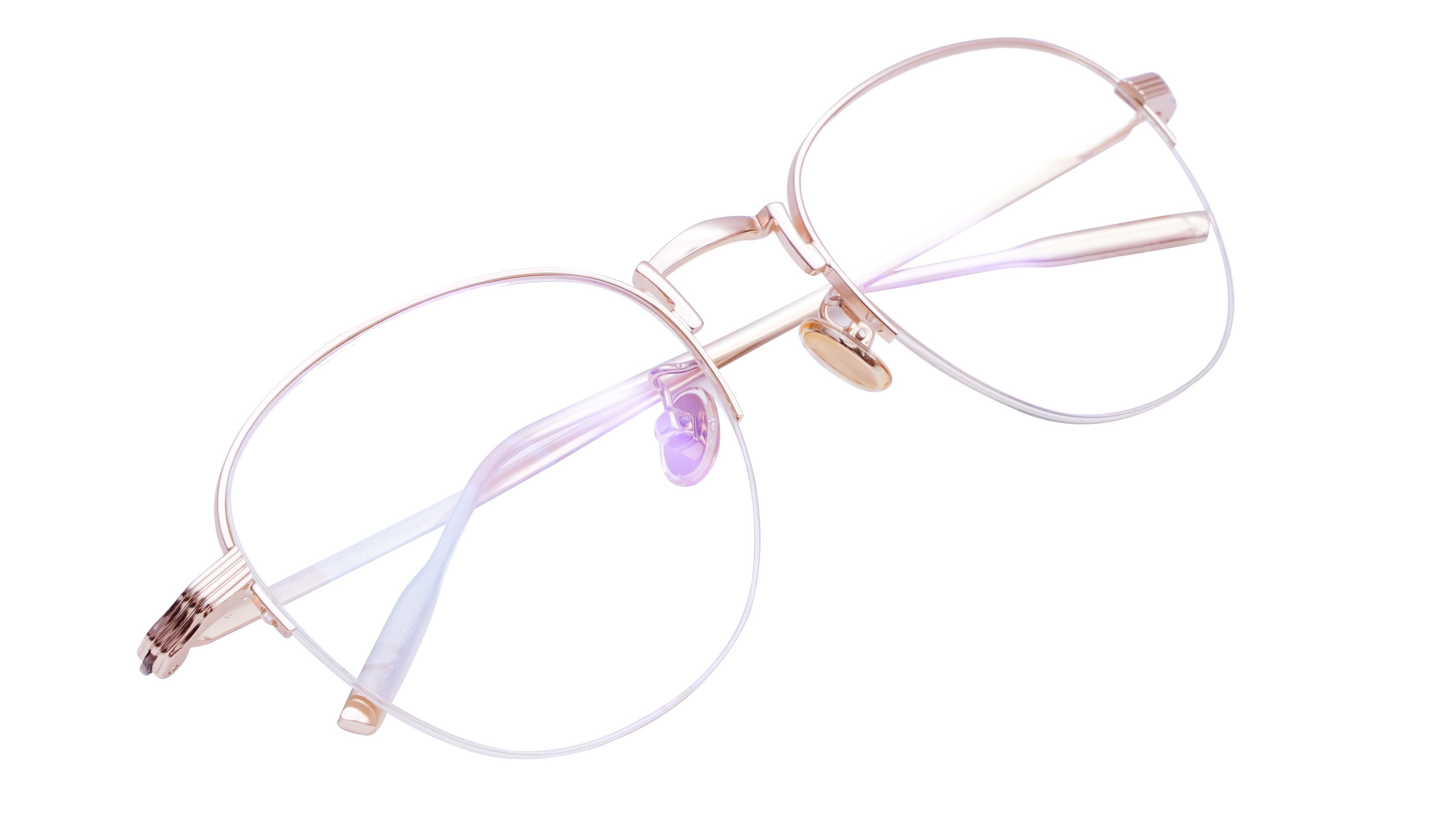 Unisex Half Rim Round Spectacle Frame. Golden Color Metal Frame.