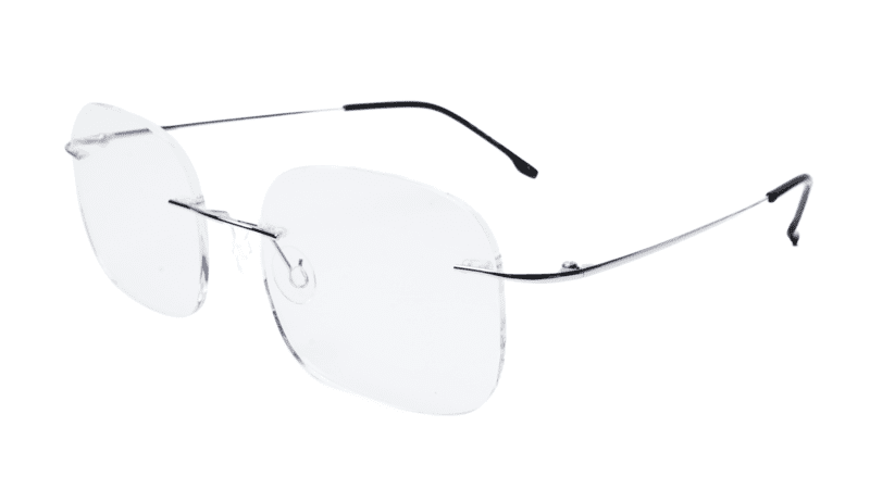 Soigné Unisex Square Rimless Spectacle Frame.Silver Soigné Unisex Square Rimless Spectacle Frame.Silver