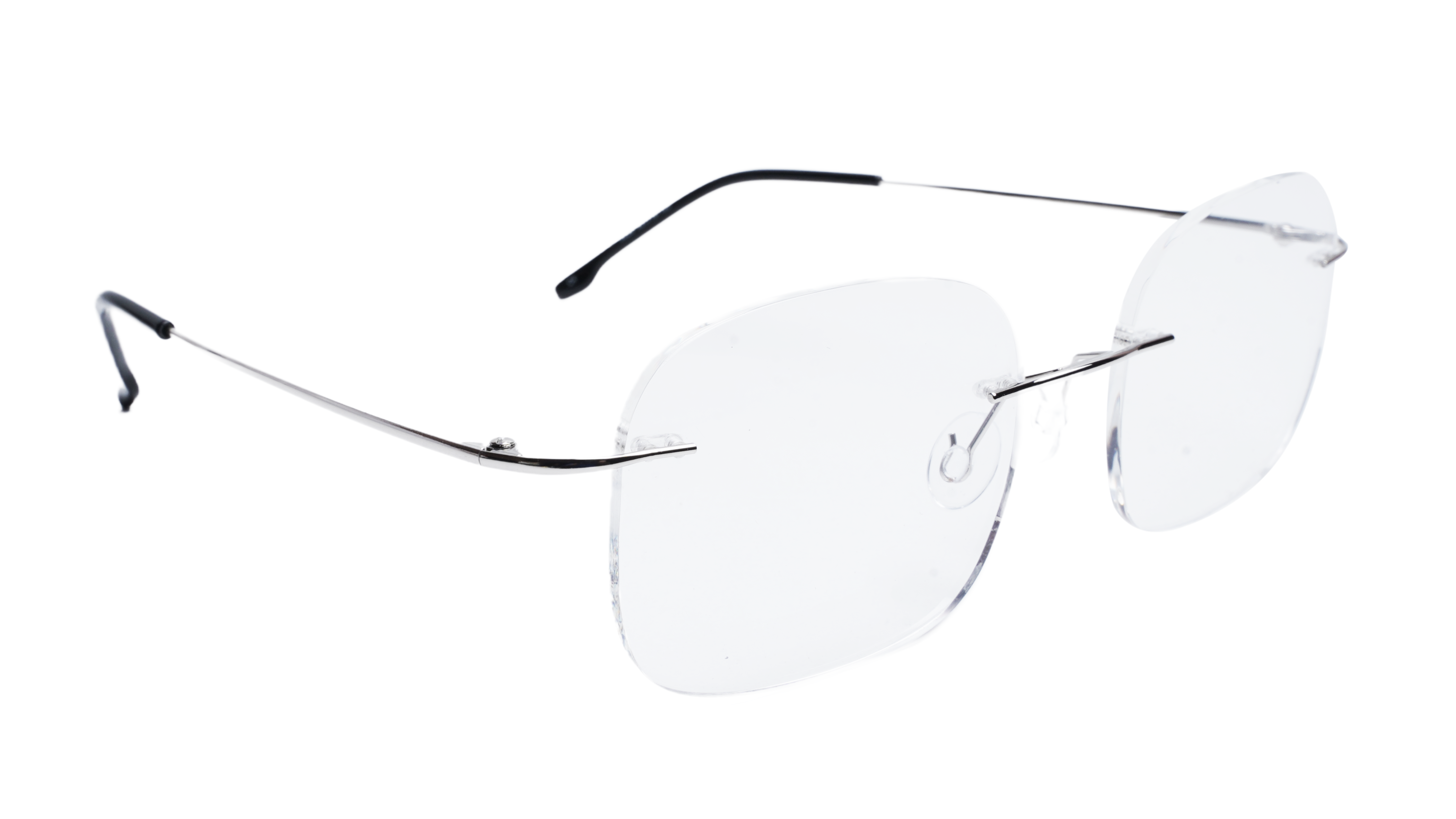 Soigné Unisex Square Rimless Spectacle Frame.Silver