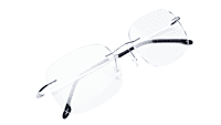 Soigné Unisex Square Rimless Spectacle Frame.Silver Soigné Unisex Square Rimless Spectacle Frame.Silver