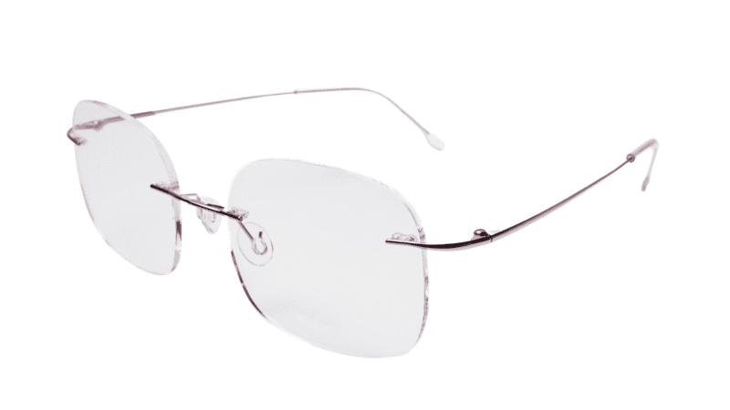 Soigné Female Square Rimless Spectacle Frame.Pink Soigné Female Square Rimless Spectacle Frame.Pink