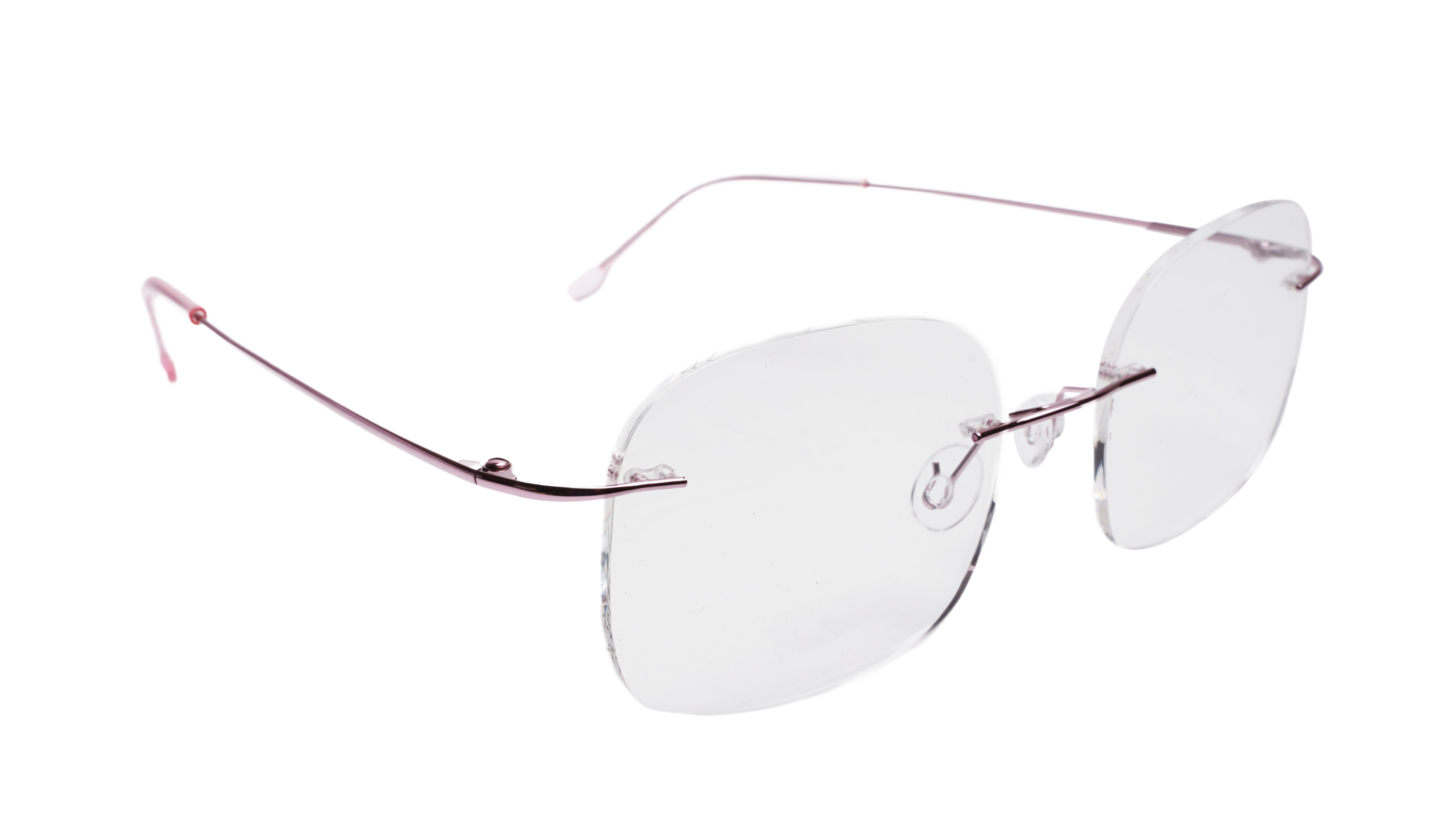 Soigné Female Square Rimless Spectacle Frame.Pink