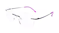 Soigné Female Square Rimless Spectacle Frame.Pink&Black