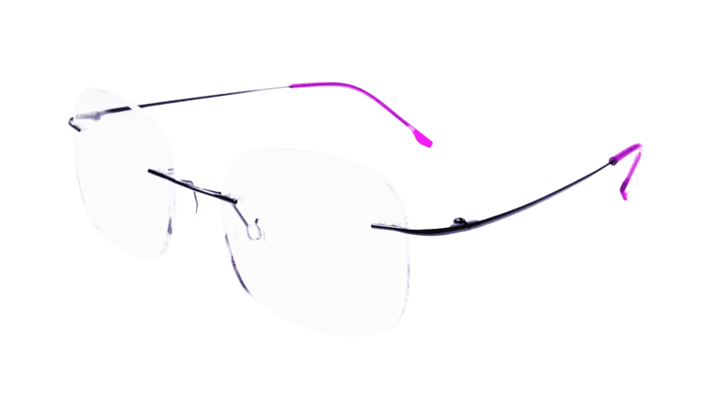 Soigné Female Square Rimless Spectacle Frame.Pink&Black Soigné Female Square Rimless Spectacle Frame.Pink&Black