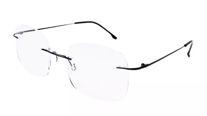 Soigné Unisex Square Rimless Spectacle Frame.Black