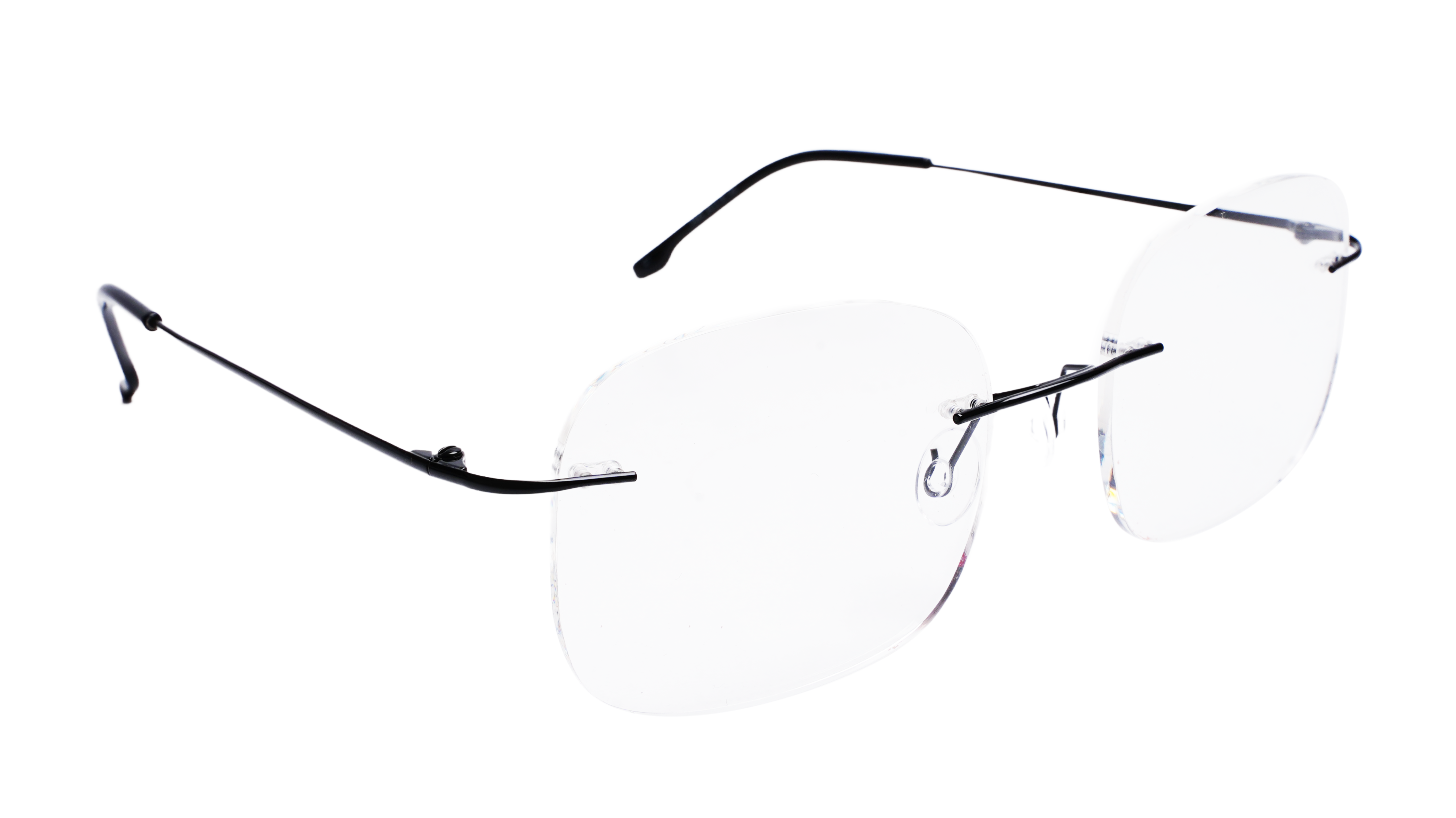 Soigné Unisex Square Rimless Spectacle Frame.Black