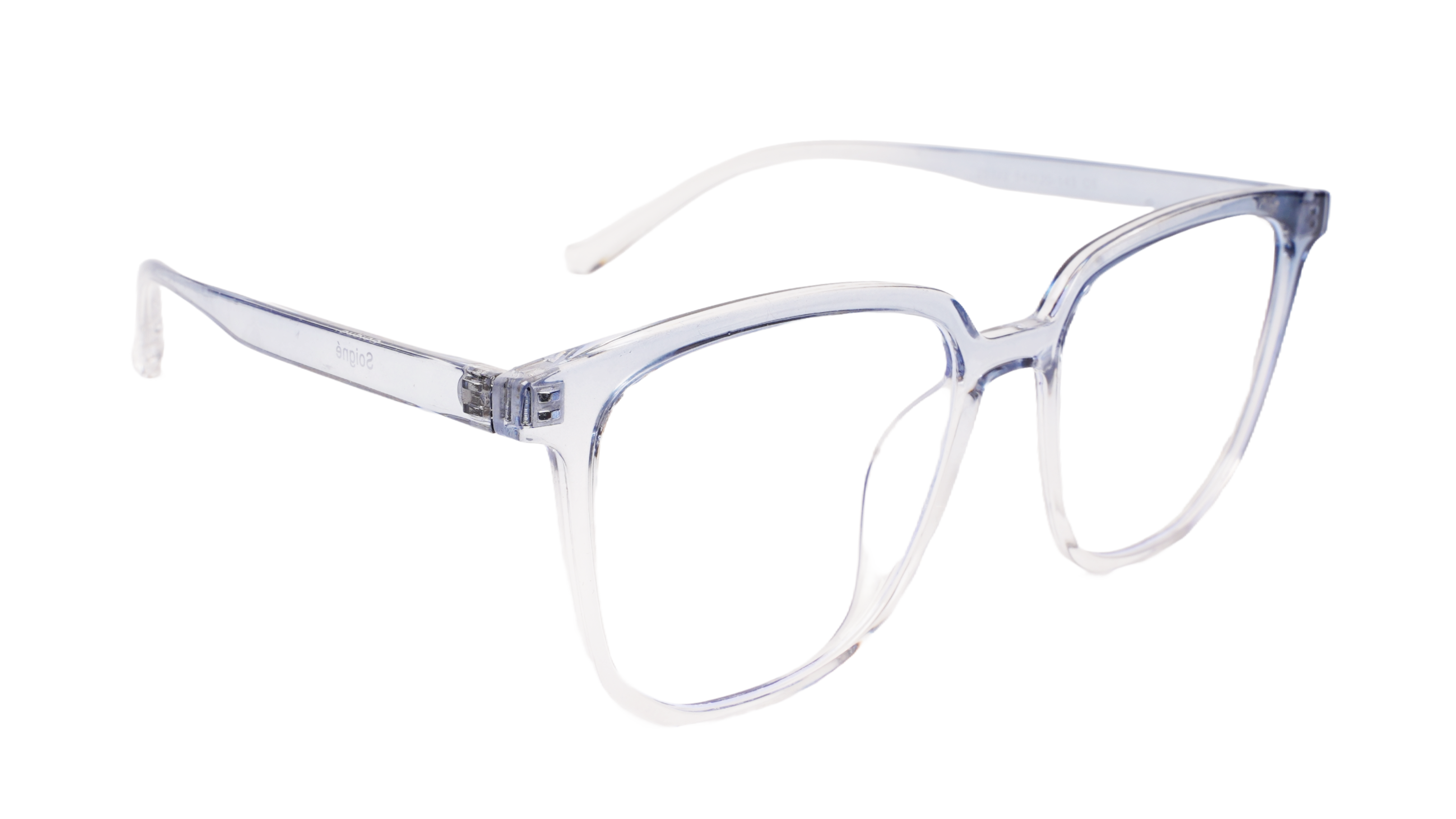Soigné Unisex Oversized Square Spectacle Frame.Transparent&Blue