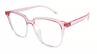 Soigné Female Oversize Square Spectacle Frame.Pink&Transparent