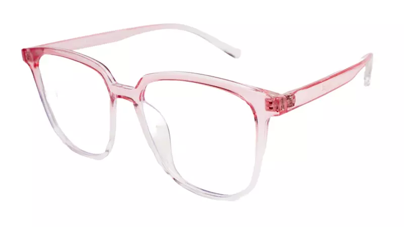 Soigné Female Oversize Square Spectacle Frame.Pink&Transparent