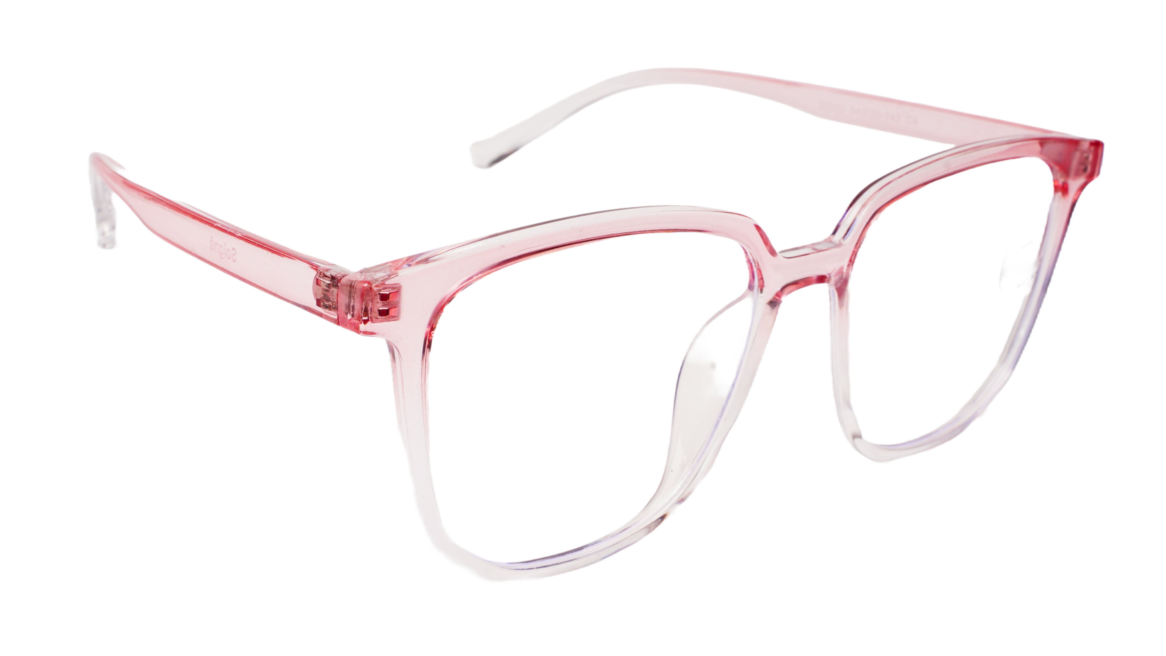 Soigné Female Oversize Square Spectacle Frame.Pink&Transparent