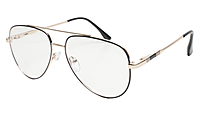 Soigné Unisex Aviator Spectacle Frame.Gold&Black-Medium