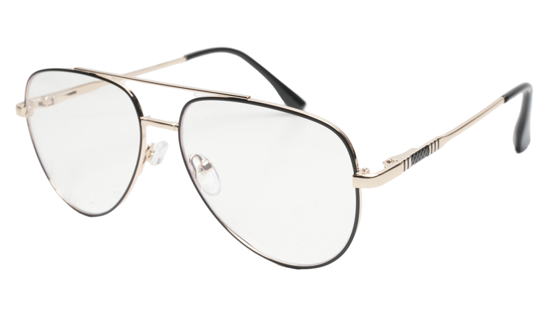 Soigné Unisex Aviator Spectacle Frame.Gold&Black-Medium