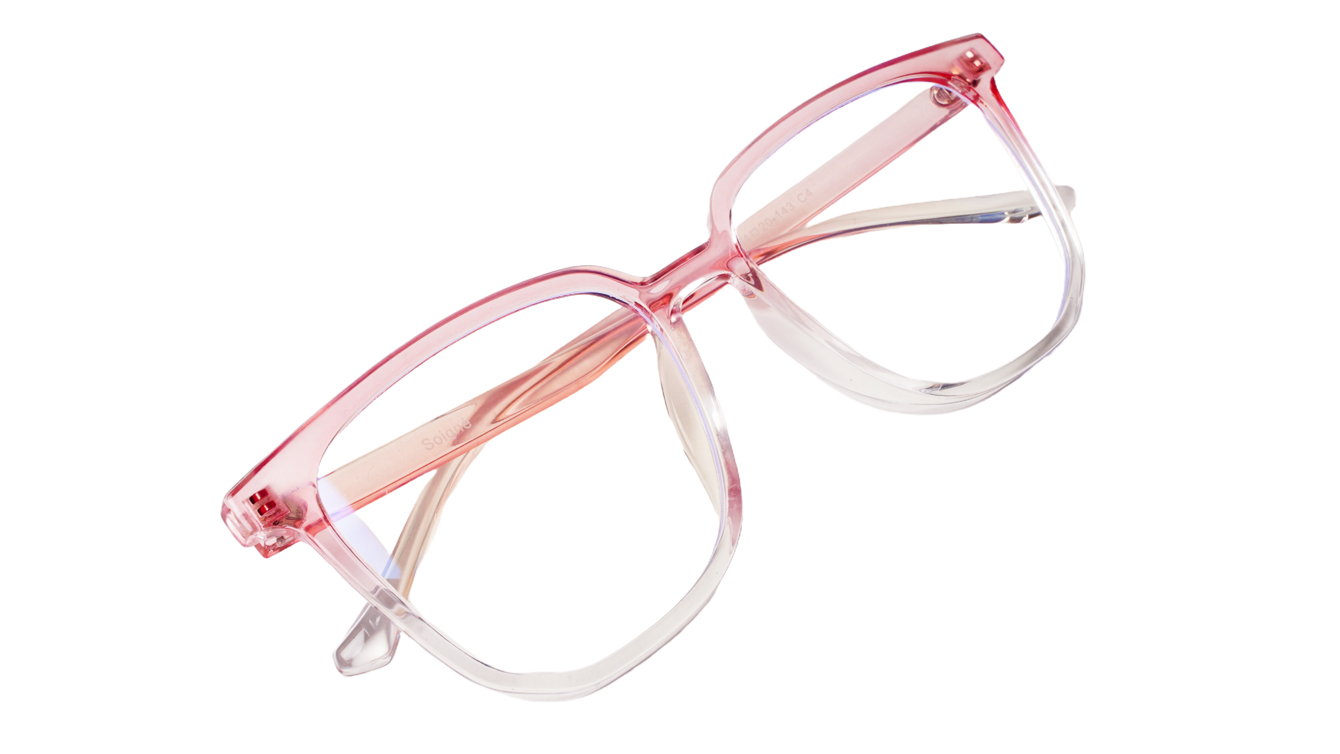Soigné Female Oversize Square Spectacle Frame.Pink&Transparent