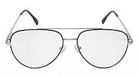 Soigné Unisex Aviator Spectacle Frame.Silver&Black-Medium