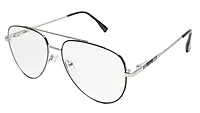 Soigné Unisex Aviator Spectacle Frame.Silver&Black-Medium