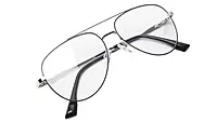 Soigné Unisex Aviator Spectacle Frame.Silver&Black-Medium