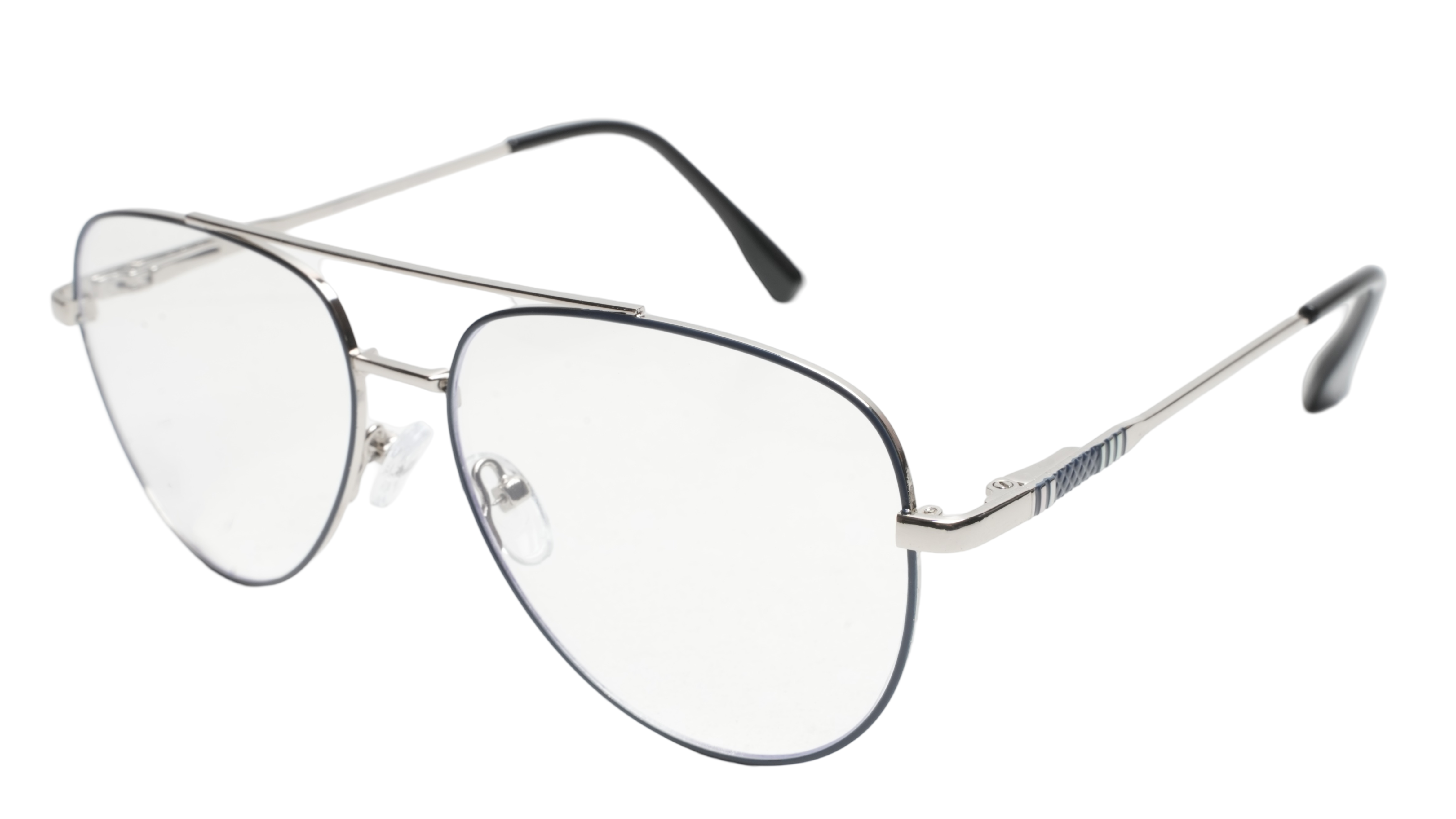 Soigné Unisex Aviator Spectacle Frame.Blue&Silver-Medium
