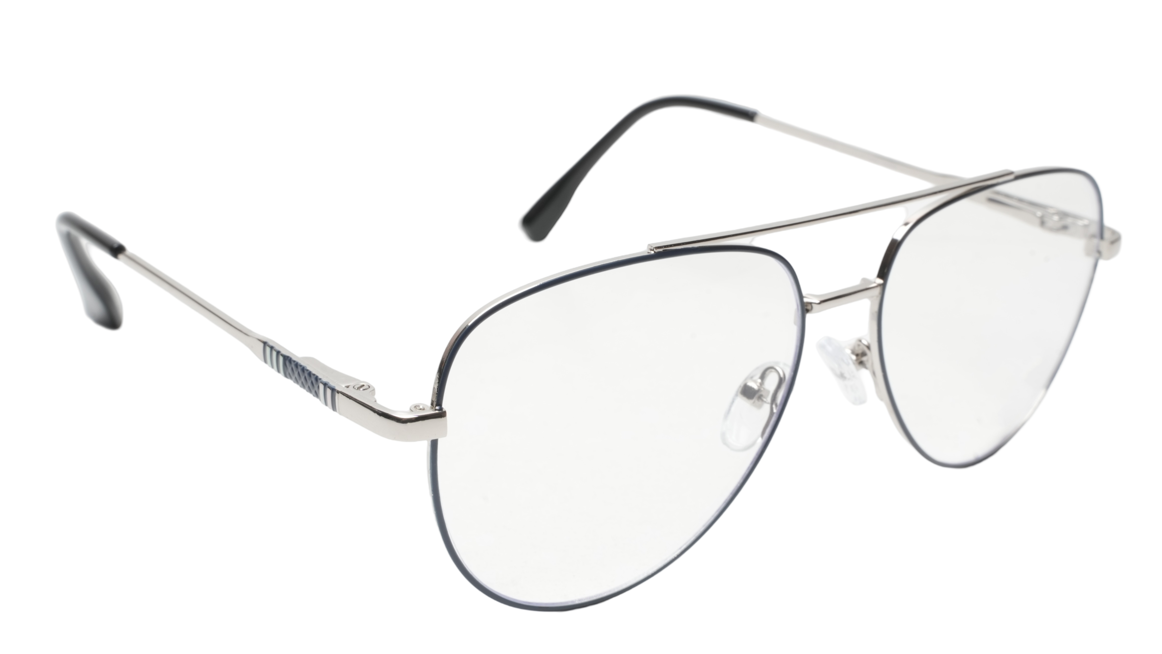 Soigné Unisex Aviator Spectacle Frame.Blue&Silver-Medium