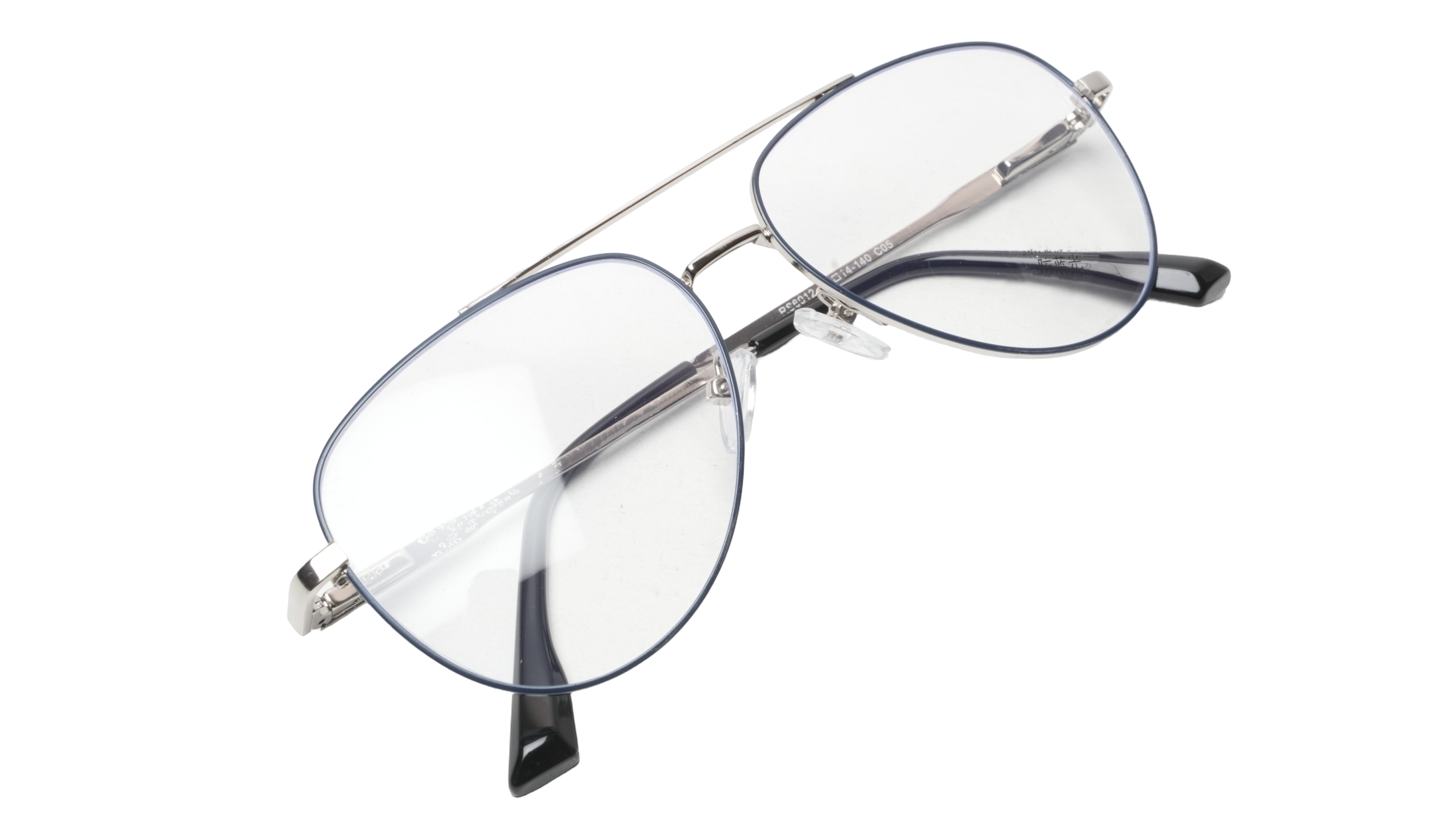 Soigné Unisex Aviator Spectacle Frame.Blue&Silver-Medium