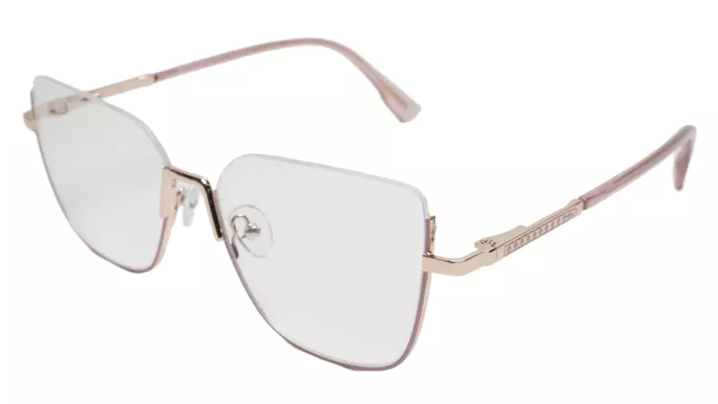 Soigné Female Oversize Square Spectacle Frame.Pink&Golden