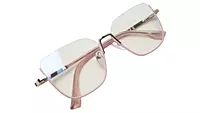 Soigné Female Oversize Square Spectacle Frame.Pink&Golden
