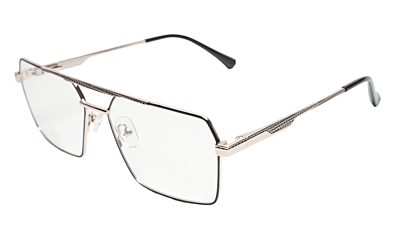 Soigné Unisex Rectangular Spectacle Frame.Gold&Black-Large