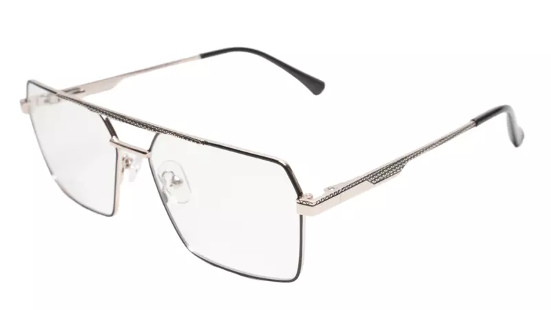 Soigné Unisex Rectangular Spectacle Frame.Gold&Black-Large