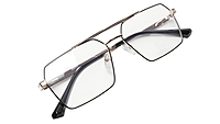 Soigné Unisex Rectangular Spectacle Frame.Gold&Black-Large Soigné Unisex Rectangular Spectacle Frame.Gold&Black-Large