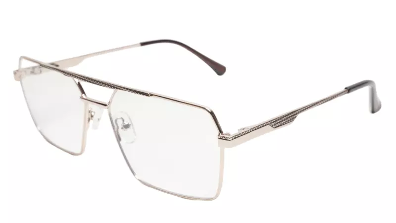 Soigné Unisex Rectangular Spectacle Frame.Gold-Large