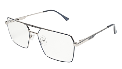 Soigné Unisex Rectangular Spectacle Frame.Silver&Blue-Large