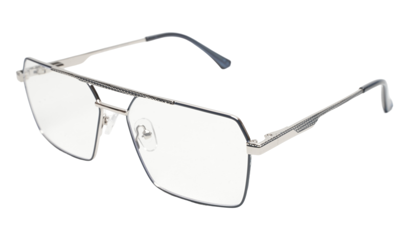 Soigné Unisex Rectangular Spectacle Frame.Silver&Blue-Large Soigné Unisex Rectangular Spectacle Frame.Silver&Blue-Large