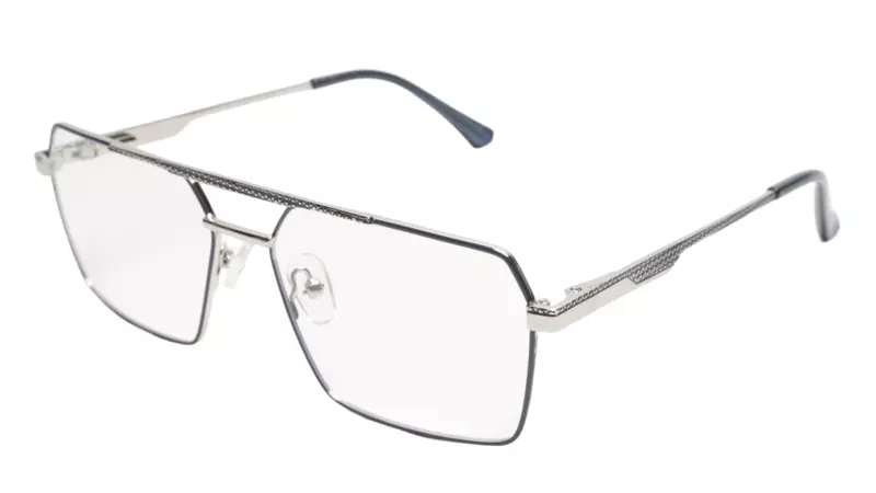 Soigné Unisex Rectangular Spectacle Frame.Silver&Blue-Large